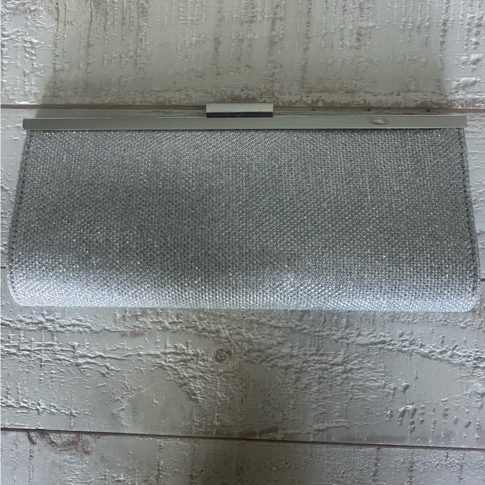 Badgley Mischka Silver Satin Clutch
